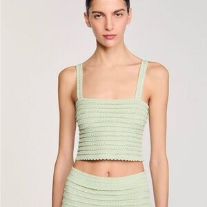 NWOT Sandro Green Strappy Top with Embellishments